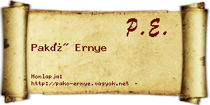 Pakó Ernye névjegykártya